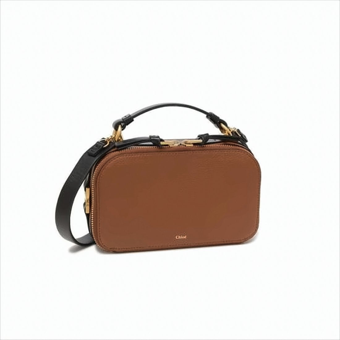 Structured Brown Calf Leather Crossbody Bag
