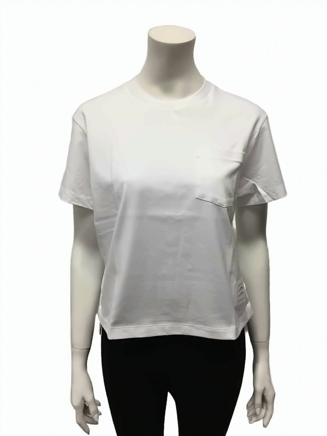 Cropped White T-Shirt with Tricolor Loop Detail