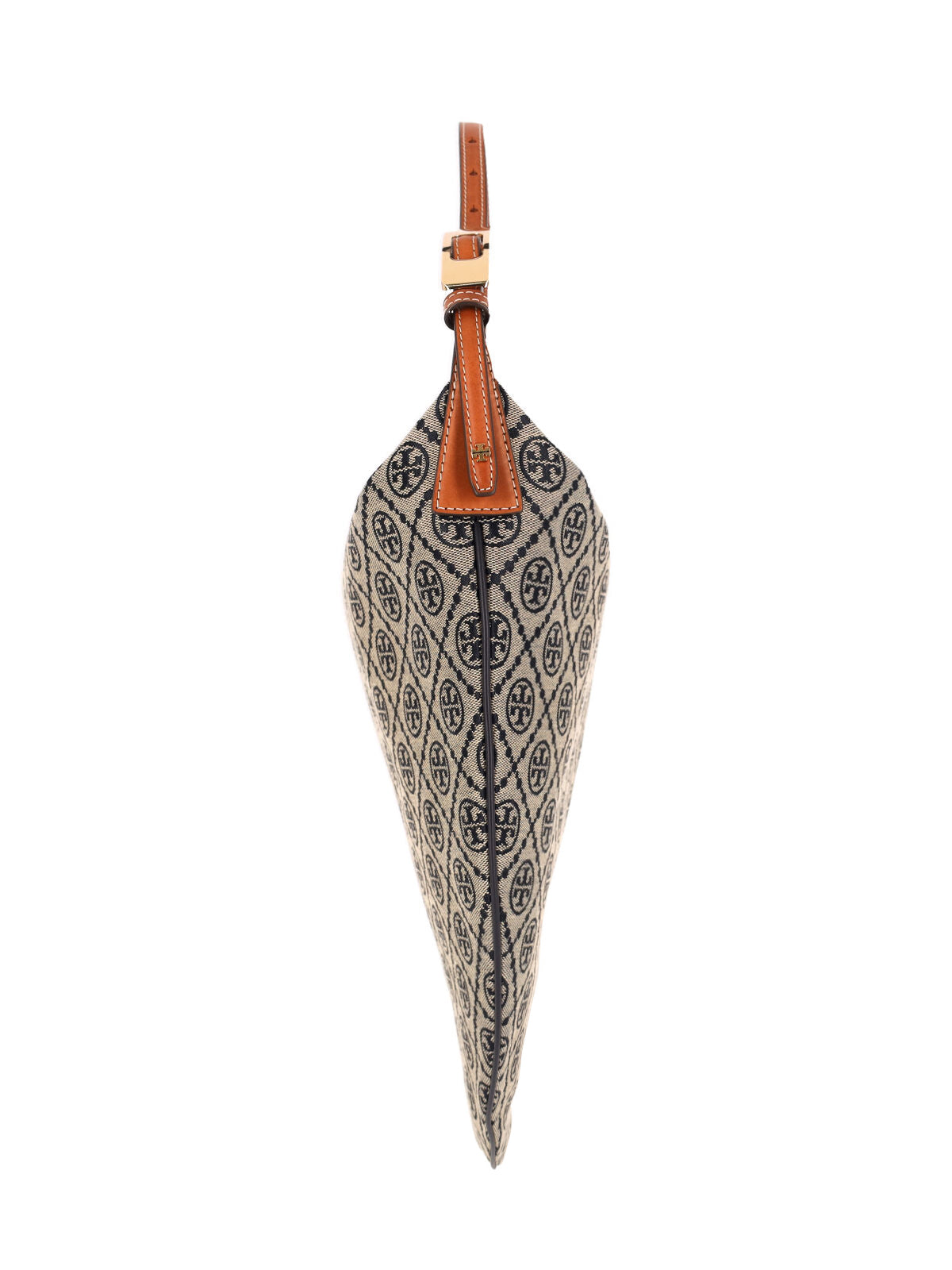 "T Monogram Balloon" Bag, Beige Cotton Blend