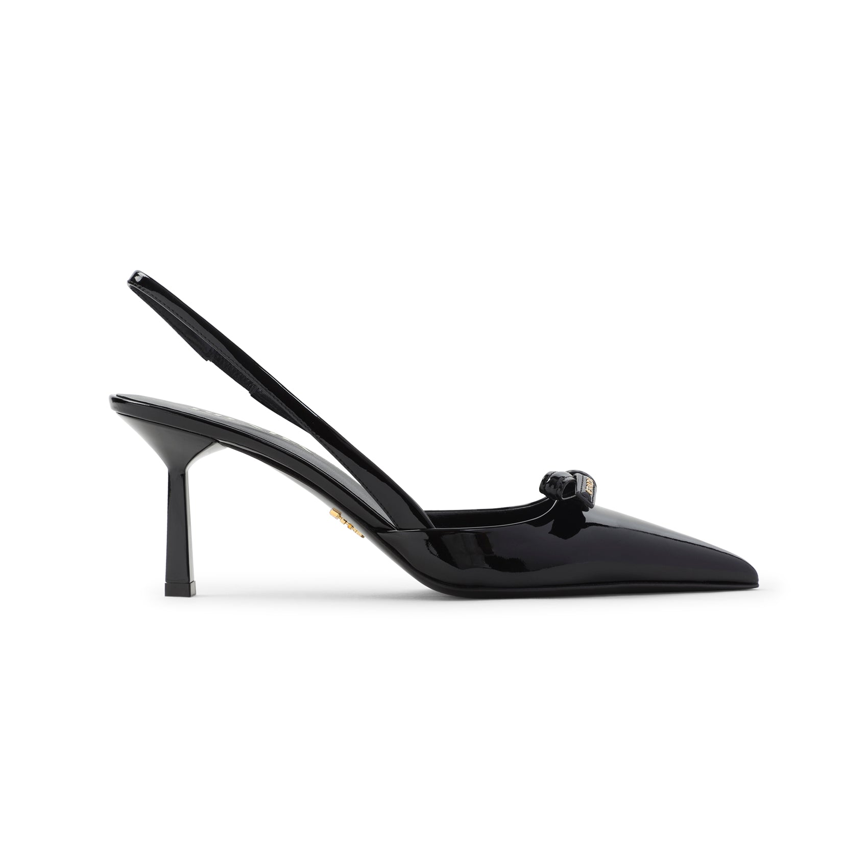 Slingback Pumps with Decorative Bow and Glossy Finish