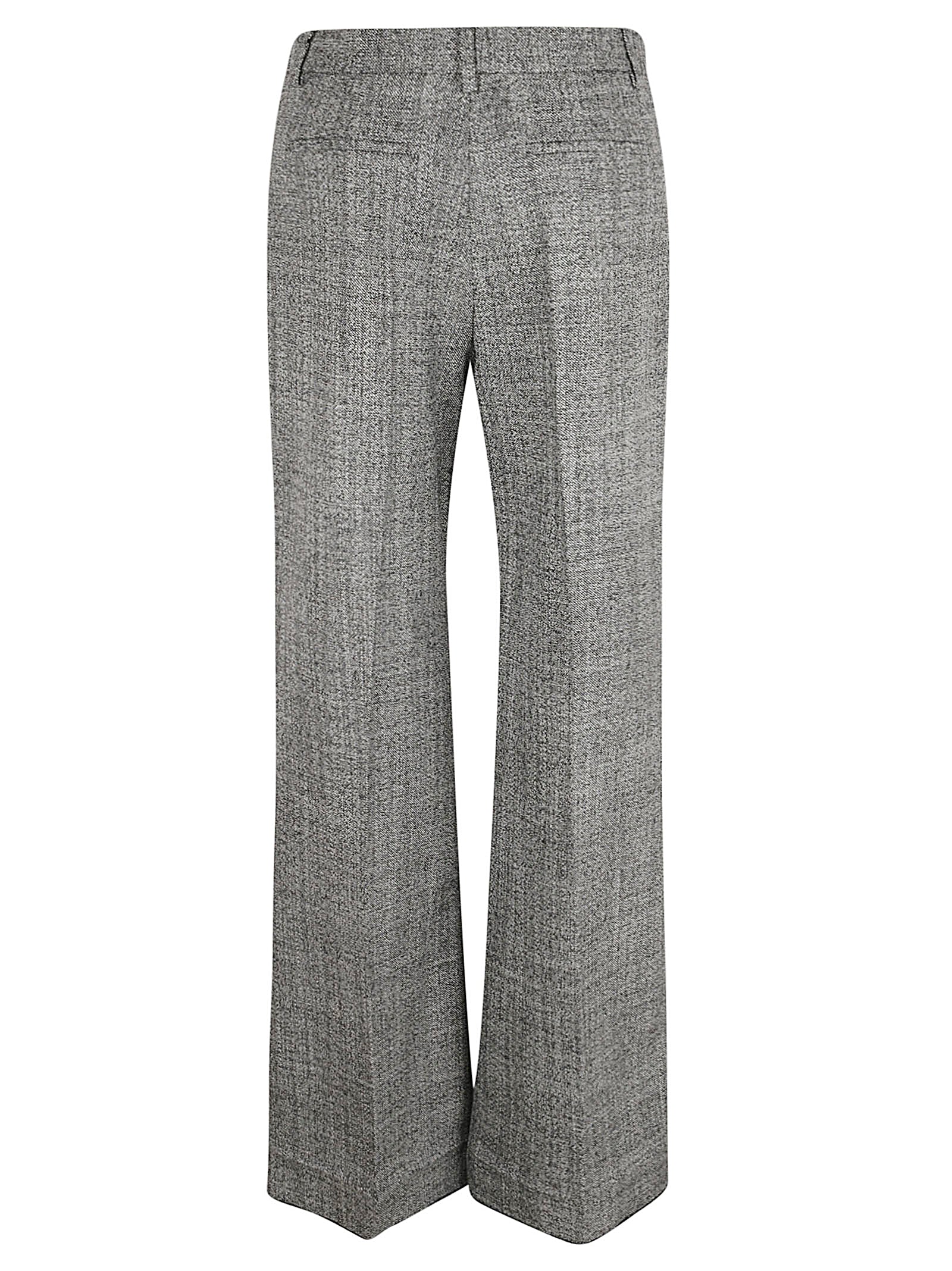 Flared White Trousers With Metal Closure