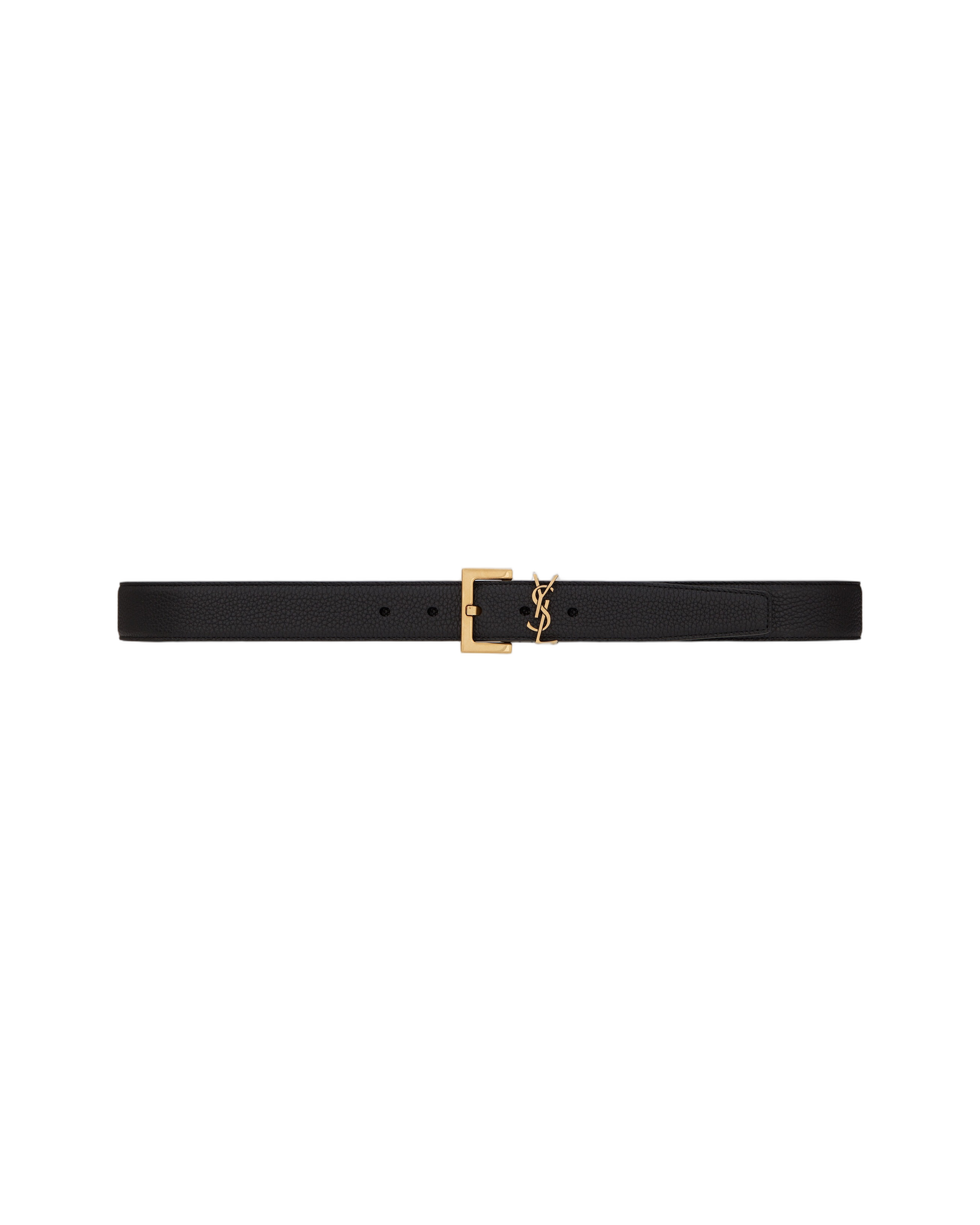 Textured Leather Belt With Gold Buckle
