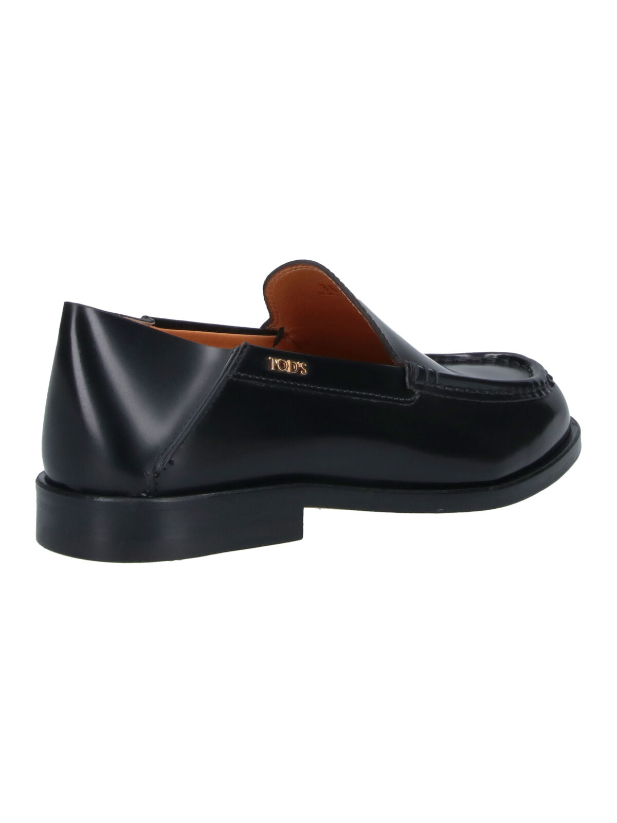 Black Rounded Toe Gold Logo Moccasins