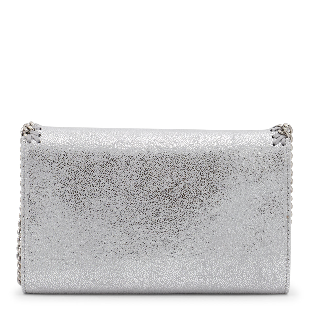 Silver Faux Leather Falabella Mini Crossbody Bag