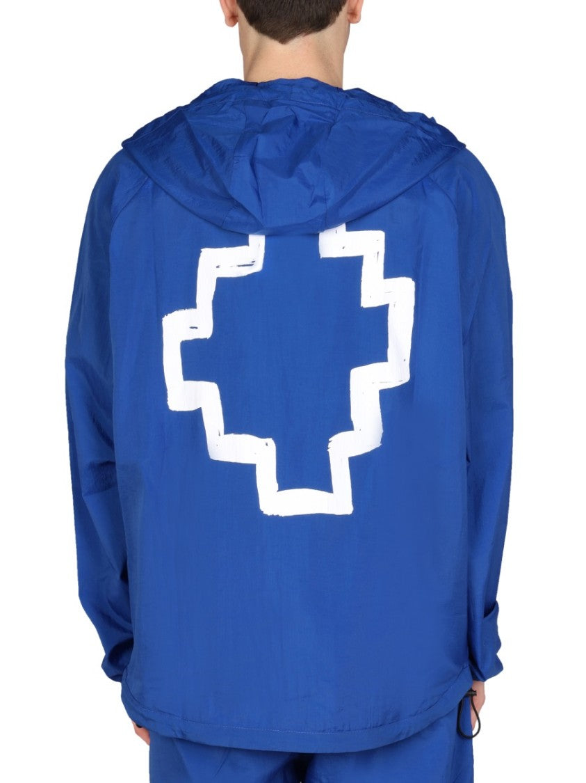 Cross Print Windbreaker Jacket