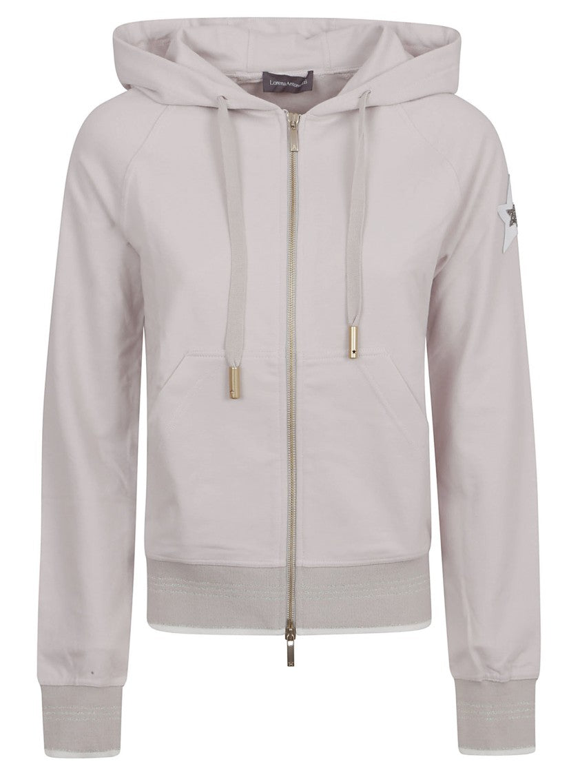 Hooded Zip-Up Sweater With Ribbed Detailing