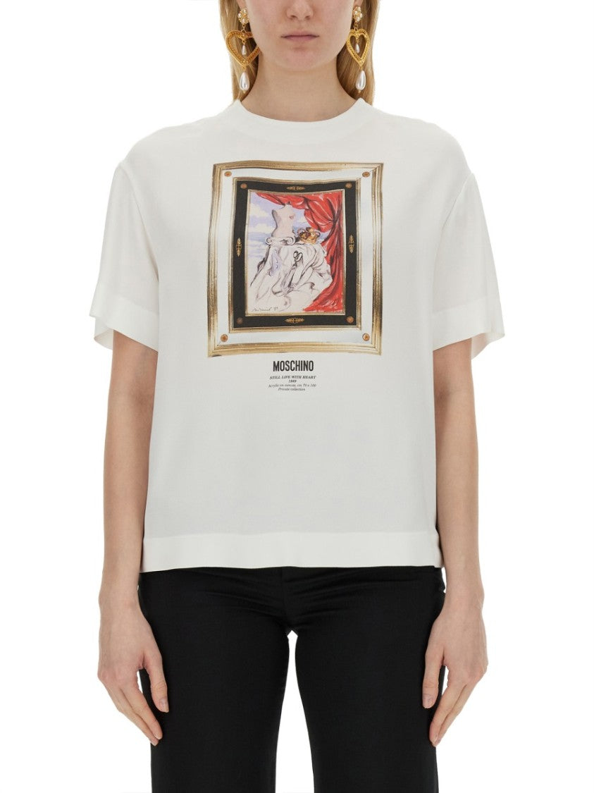 Artistic Print Satin T-Shirt