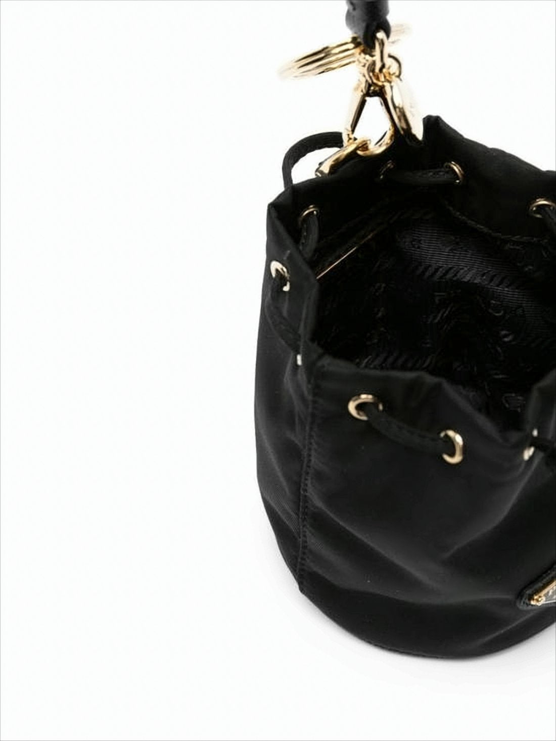 Bucket-shaped Nylon Clutch with Drawstring Closure