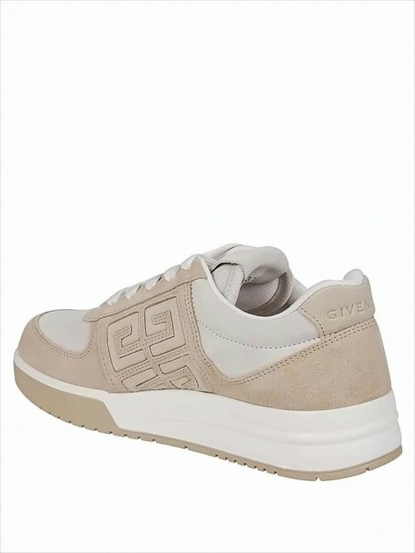 Low-Top Sneakers with Geometric Logo and Leather Panels