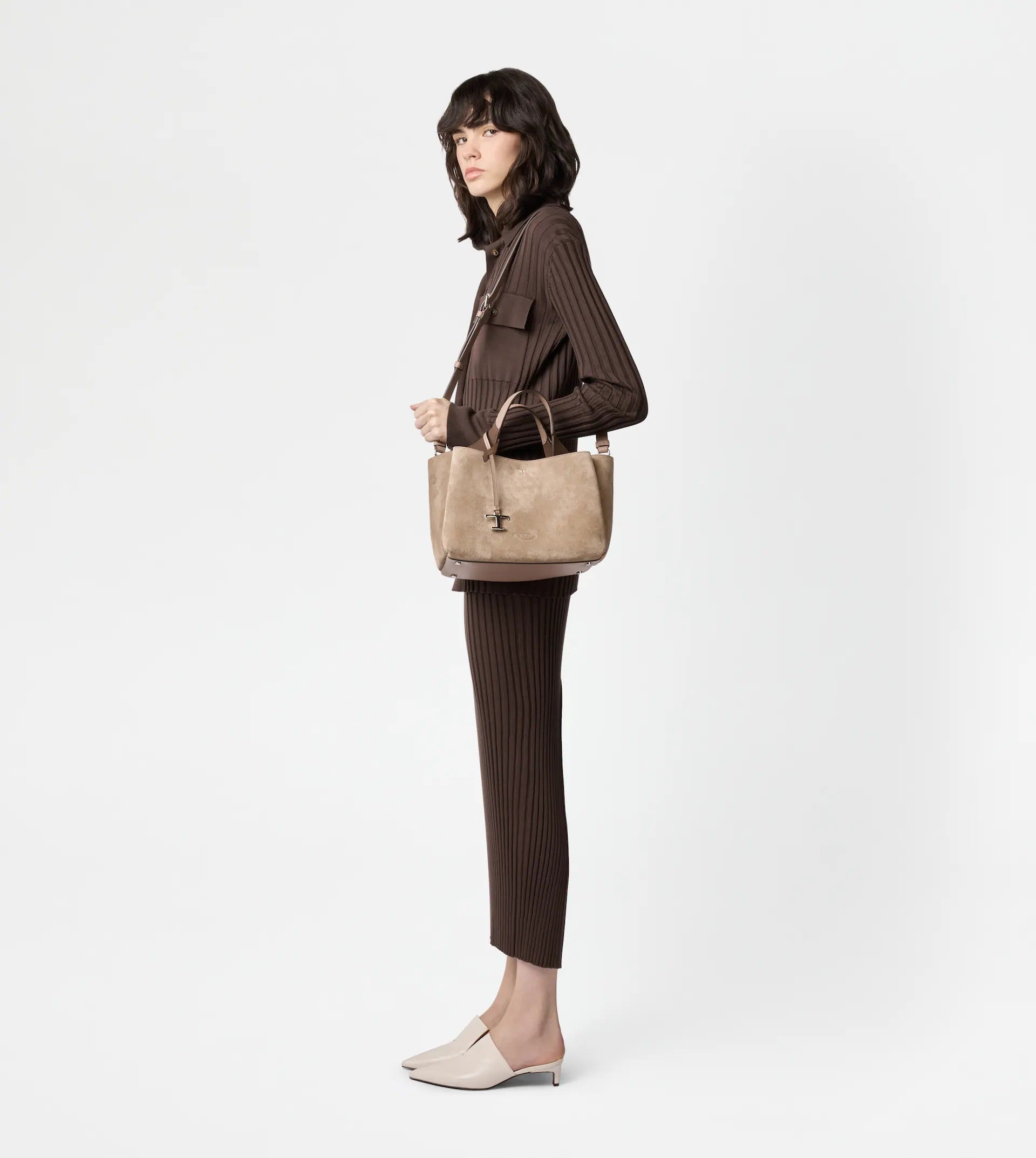 Beige Apa 2 Manici Mini Trac Bag