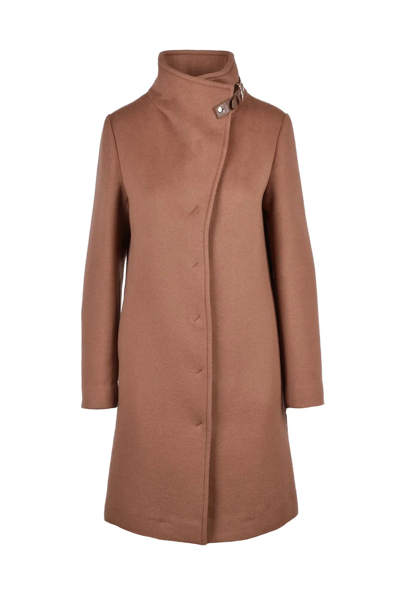 High Collar Coat - Brown