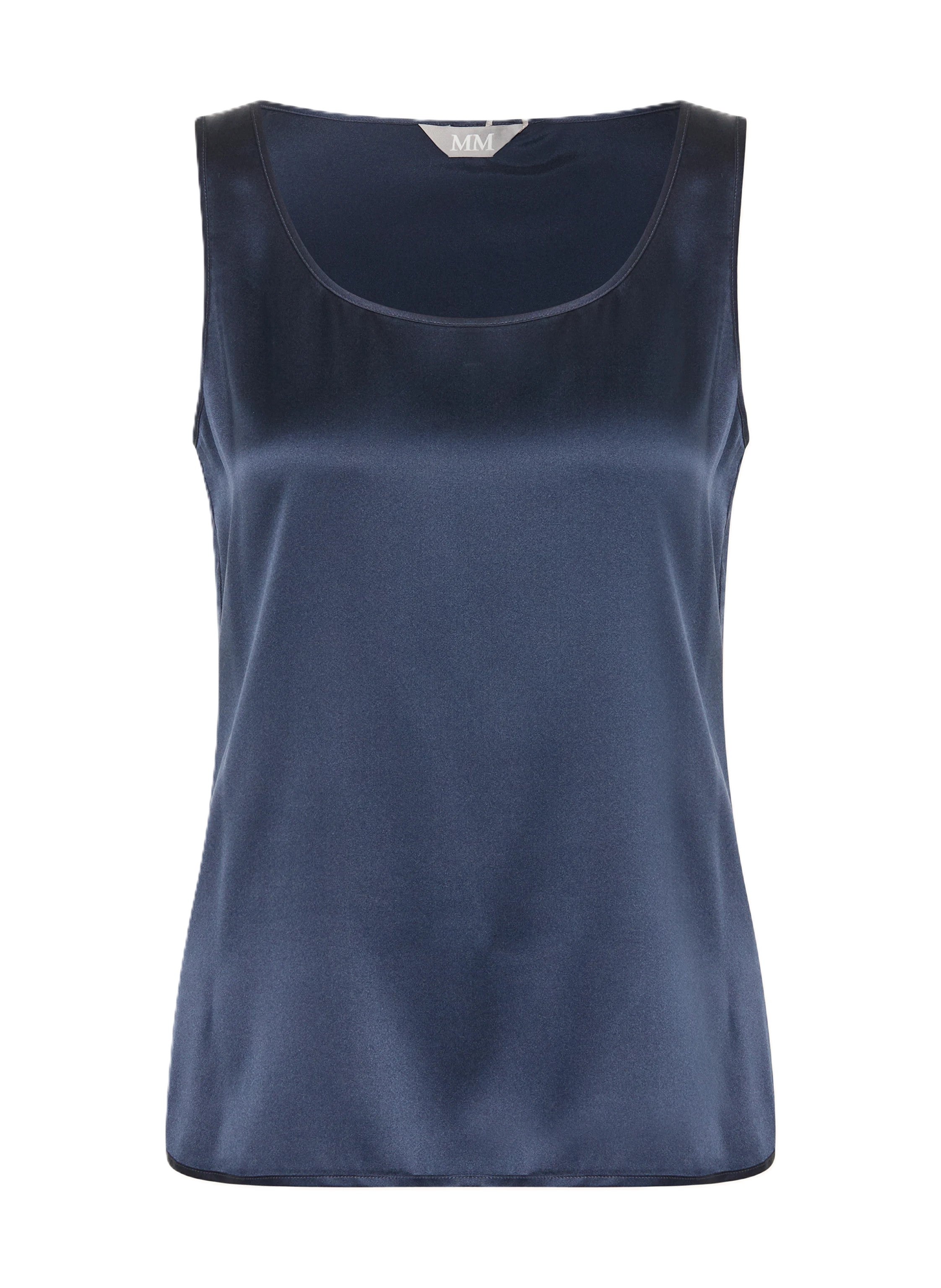 Satin Tank Top with Deep Scoop Neckline