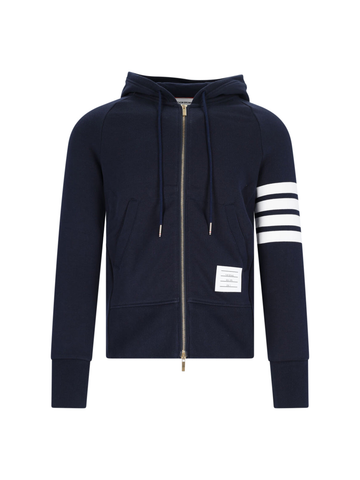 "4-Bar" Zip-Up Sweatshirt, In Blue Cotton