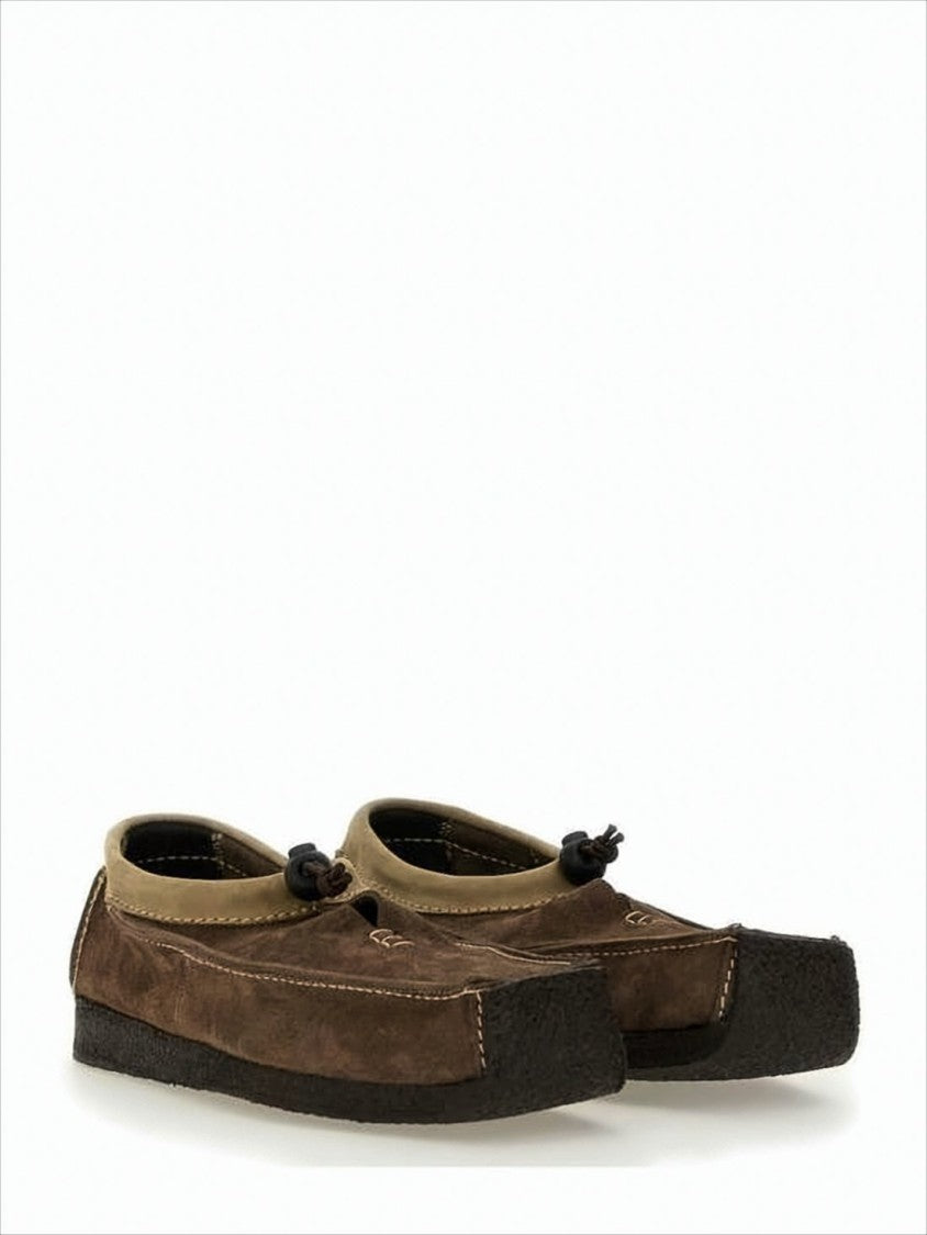 Moccasin-Style Brown Suede Loafers with Toggle Lace Detail