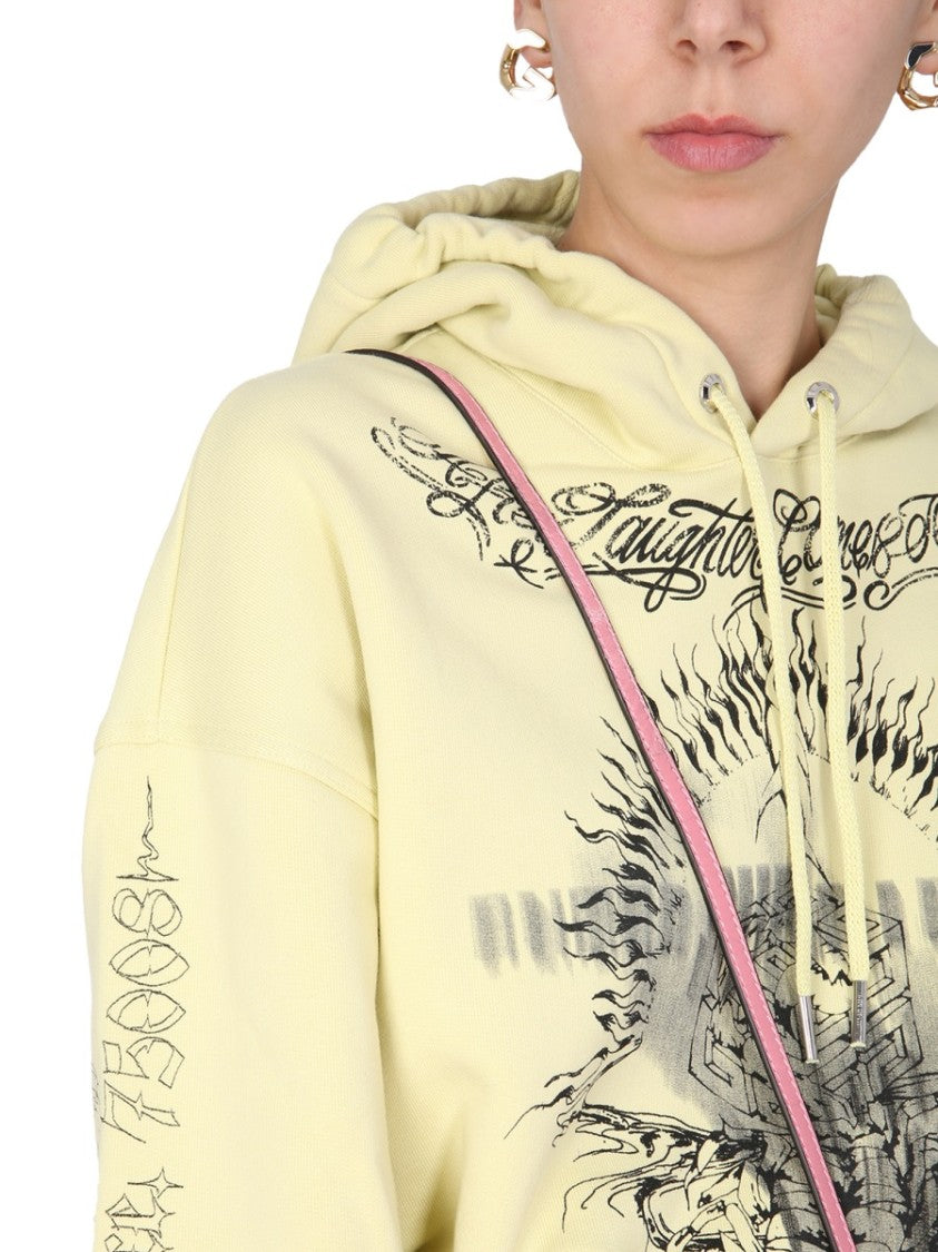 Artistic Oversize Sweatshirt With Drawstring Hood