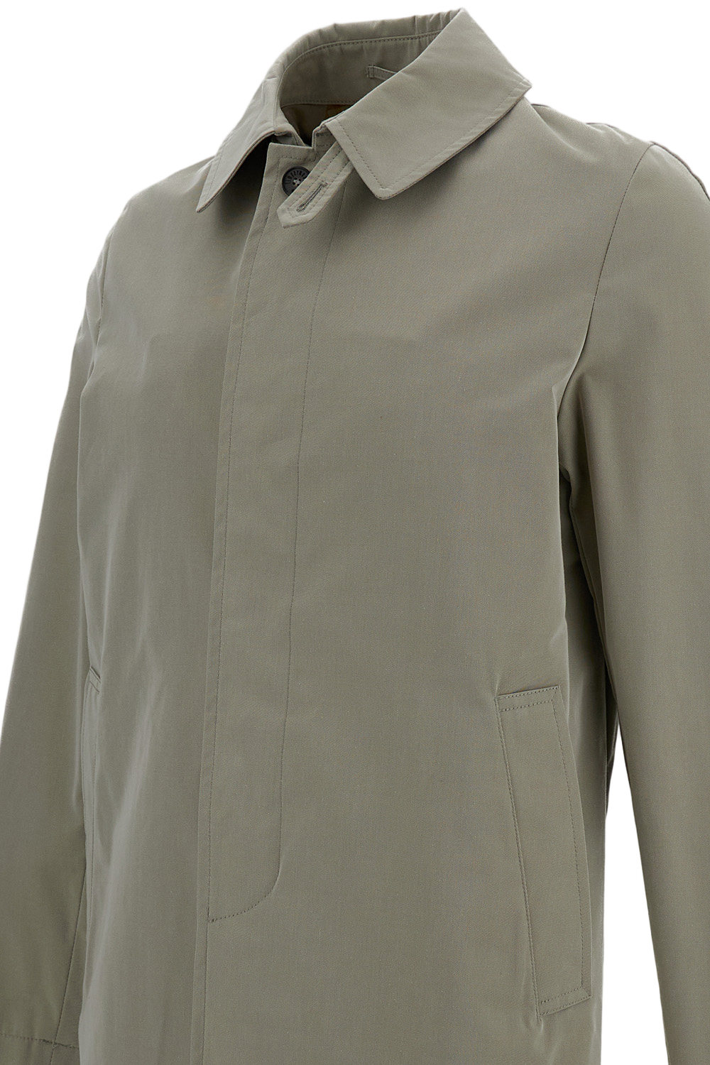 Grey Coat with Concealed Button Placket