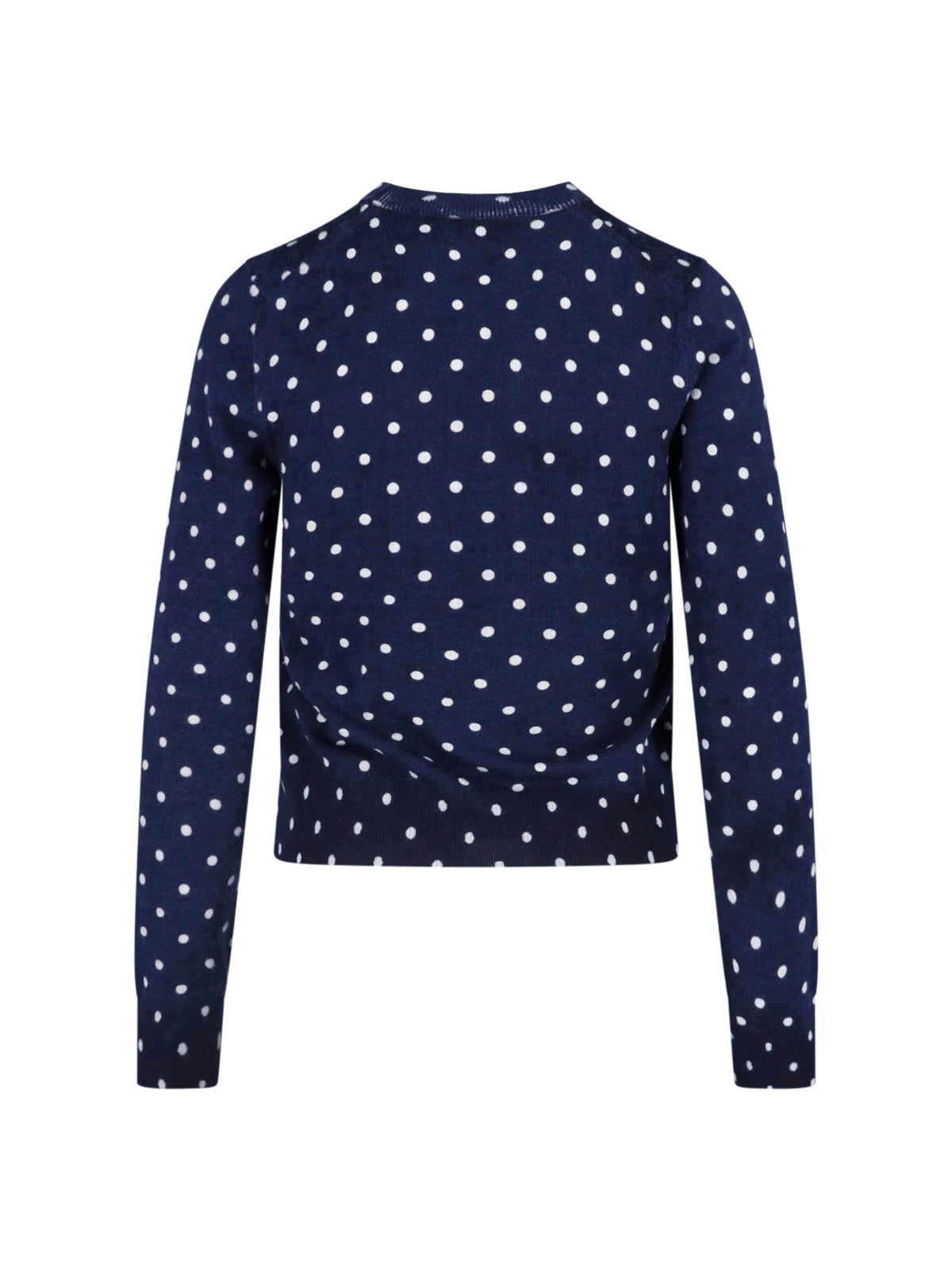 Navy Polka Dot Cropped Ribbed Sweater
