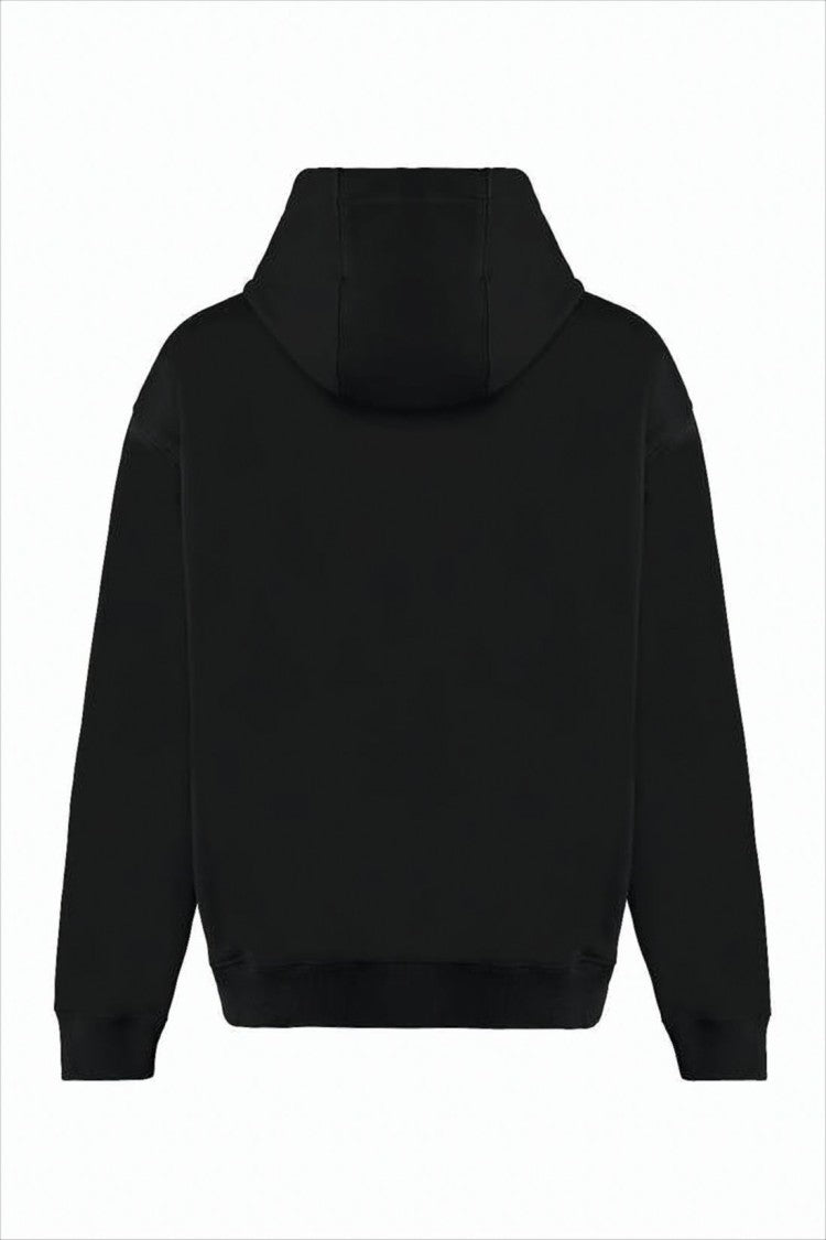 Black Hoodie with Prominent Logo Print