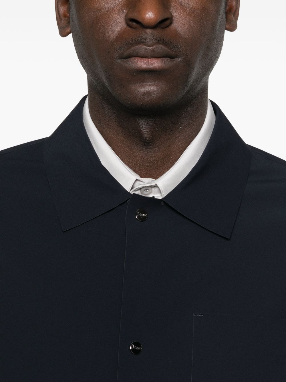 Water-Repellent Blue Jacket With Adjustable Hem