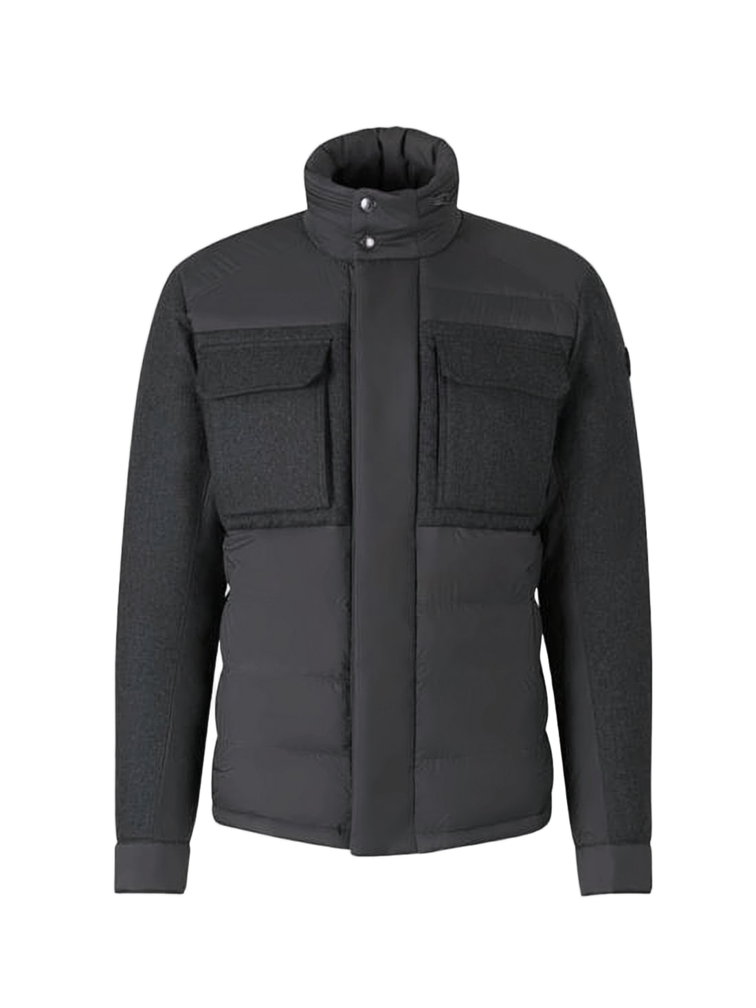 Quilted Down Jacket with Textured Sleeves