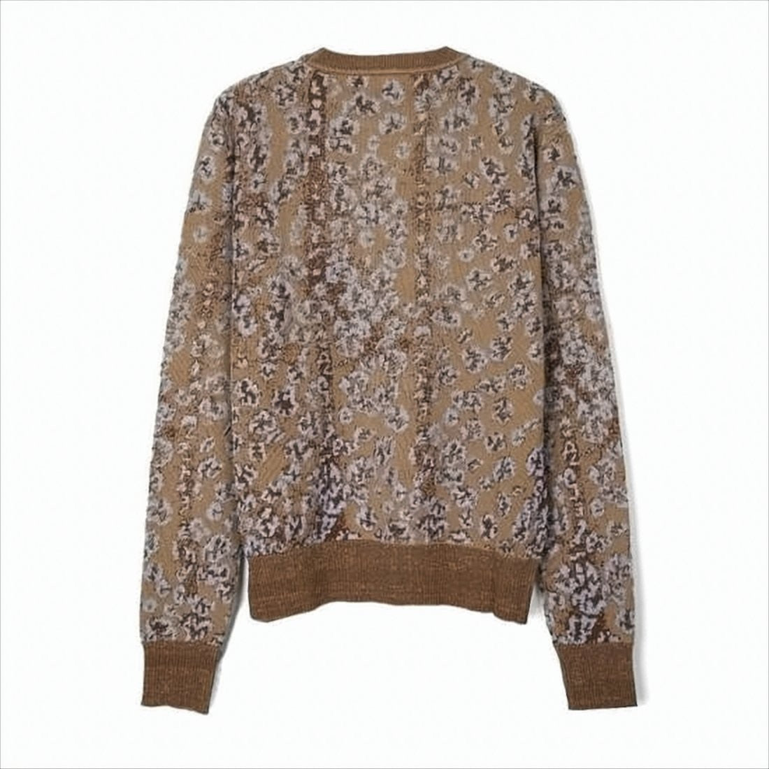 Jacquard Knit Sweater with Subtle Leopard Design
