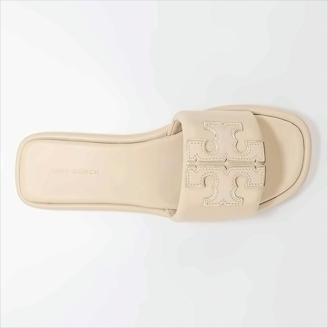 Minimalist Leather Slide Sandals with Stitched Logo
