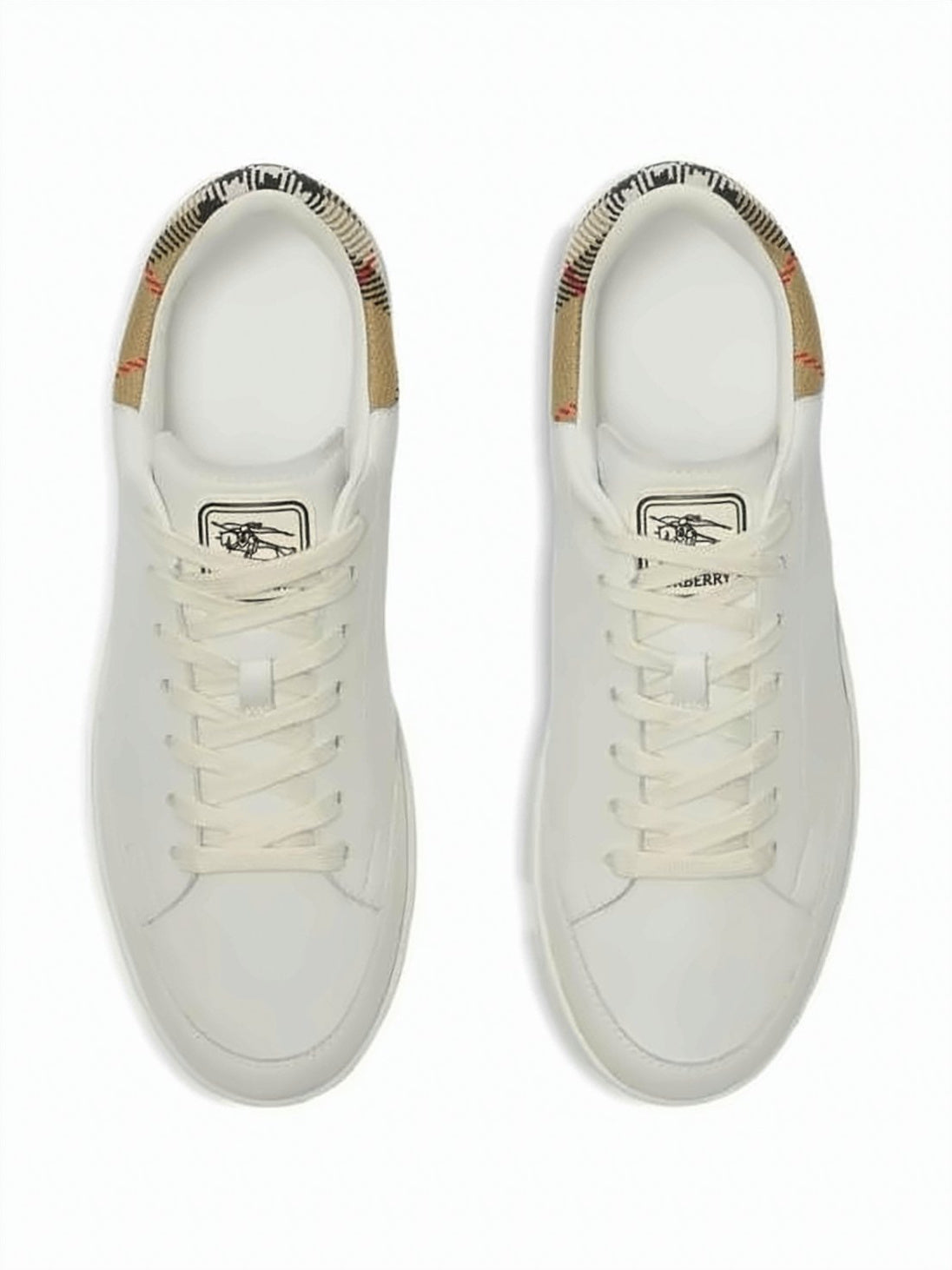 Leather Low-Top Sneakers With Distinctive Checkered Accents