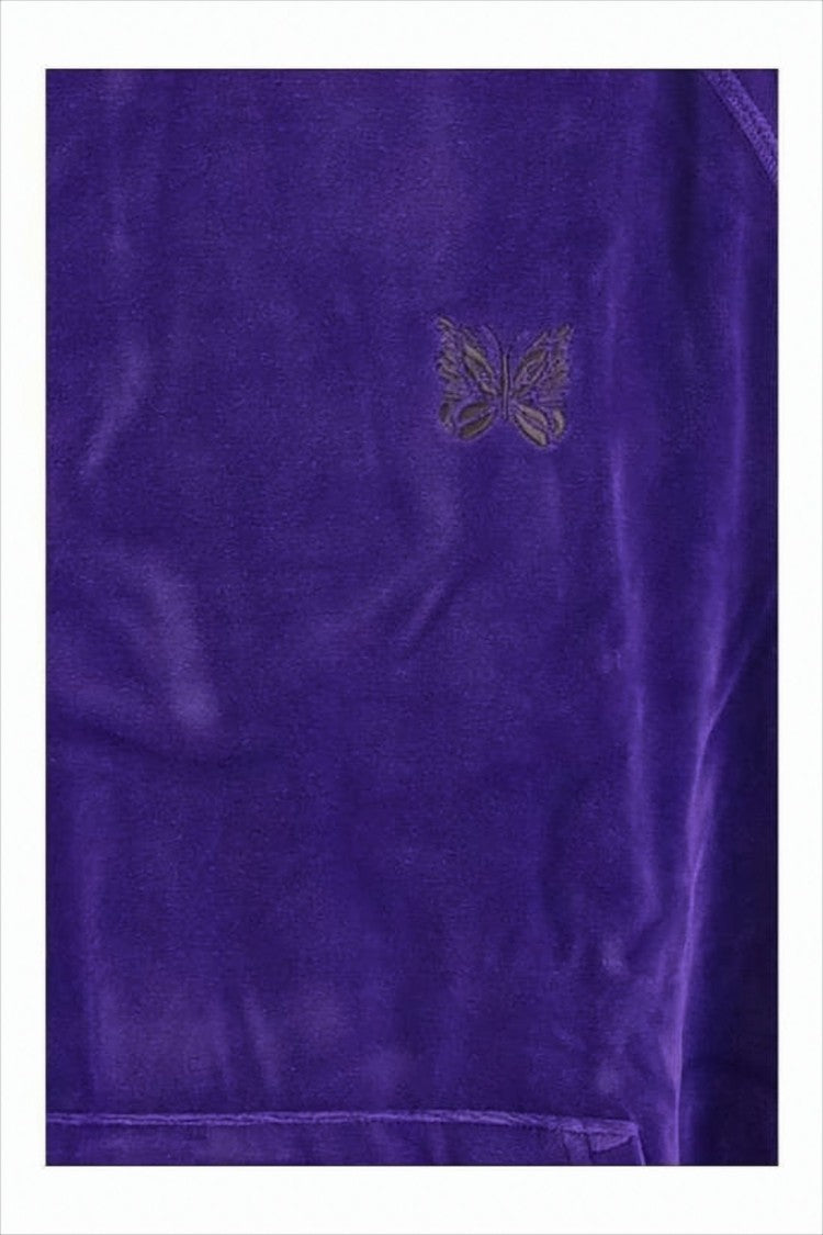 Plush Velour Hoodie with Contrasting Stripes