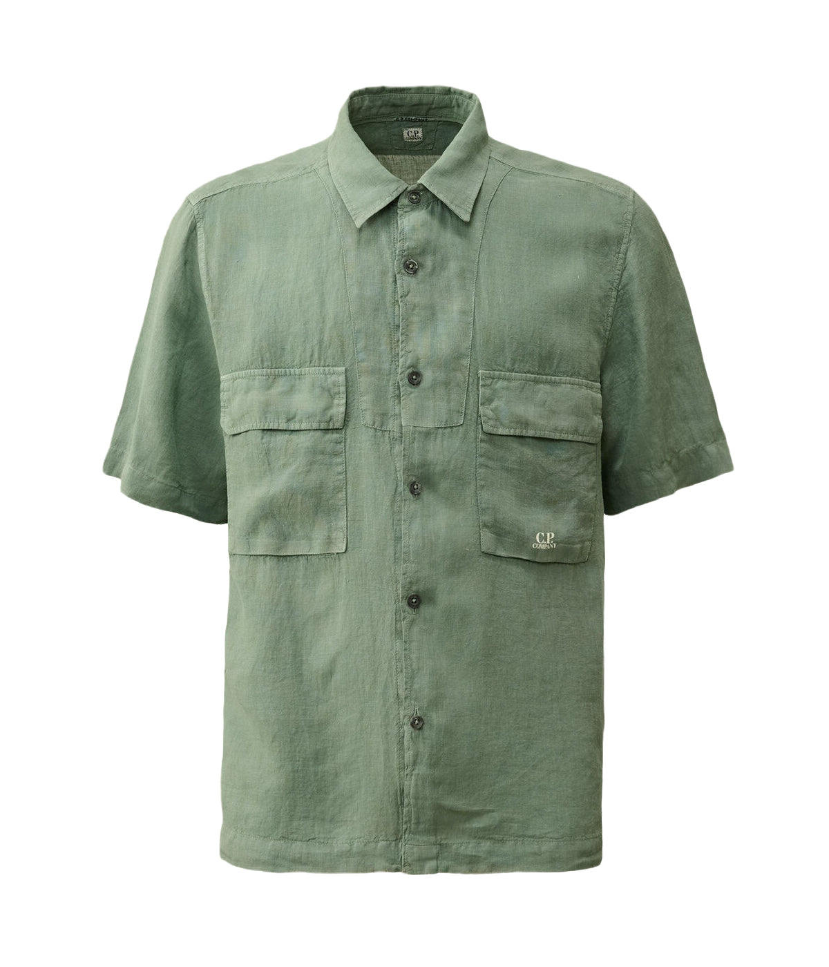 Relaxed Fit Linen Short-Sleeve Shirt With Button-Down Front