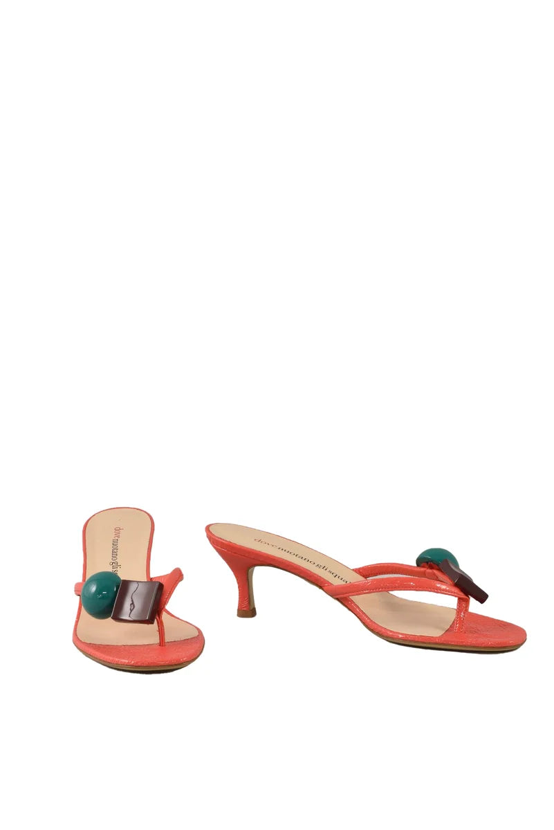 Leather Flip-Flops - Red
