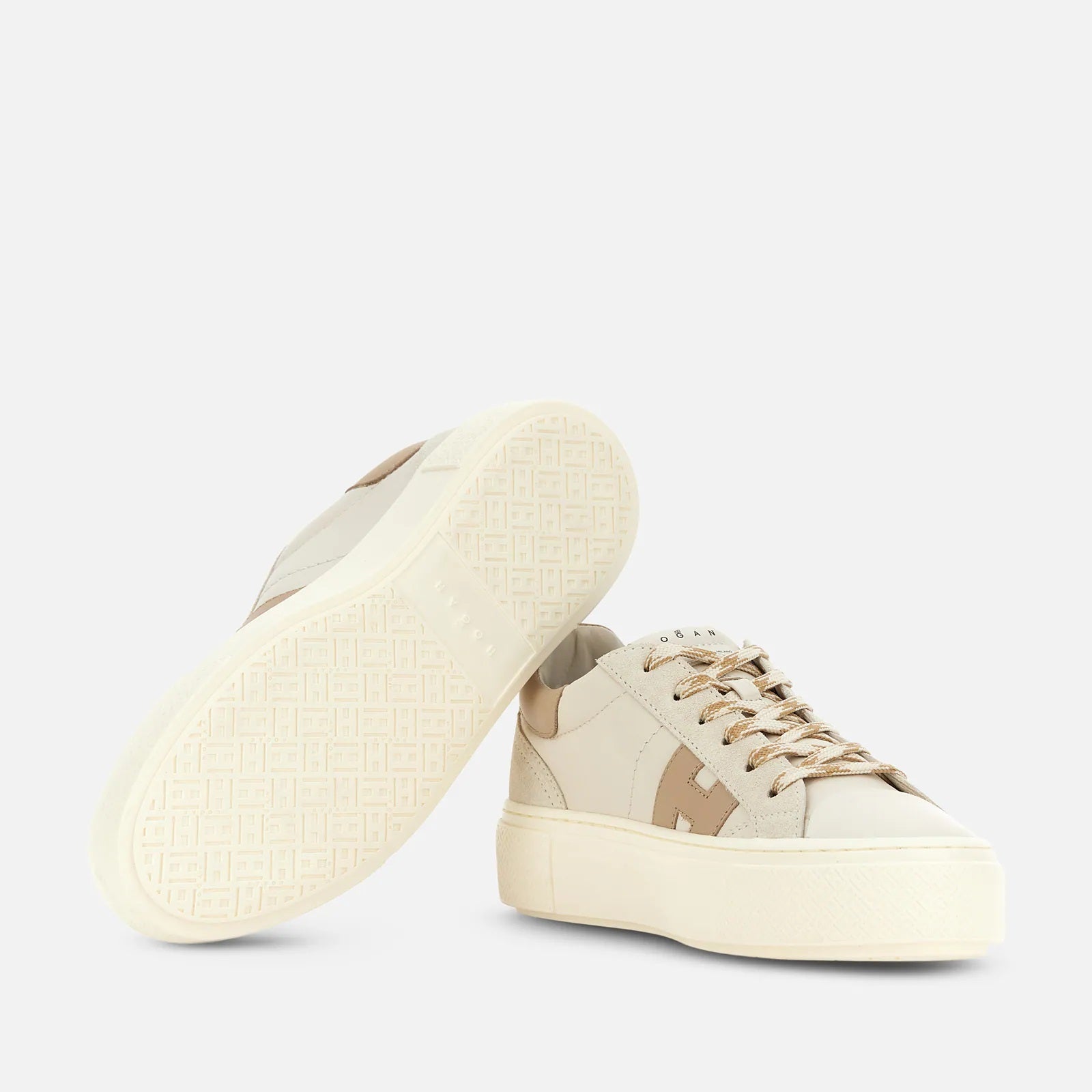 Ivory Taupe H705 Allacciato H Leather Lace-Up