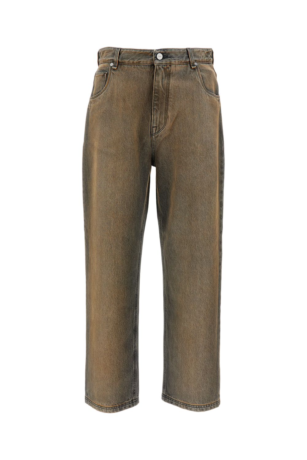 Washed High-Quality Cotton Trousers With Embossed Logo