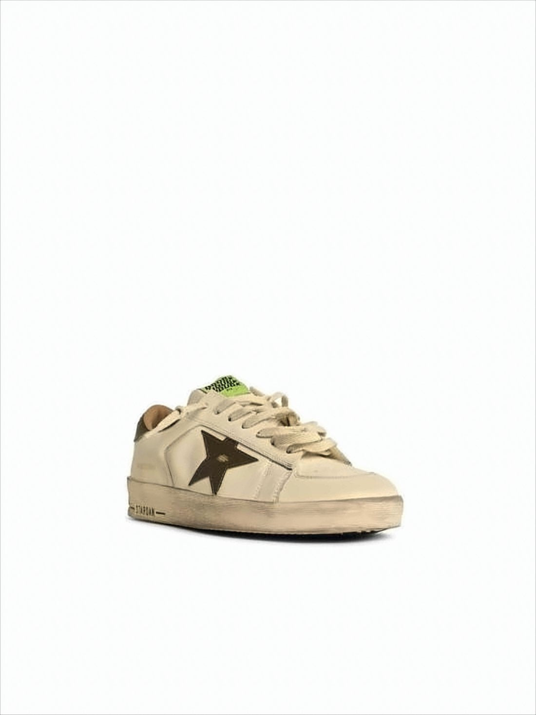 Beige Leather Low-Top Sneakers
