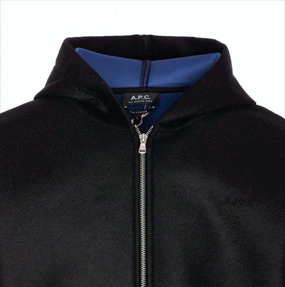 Black Hoodie with Contrasting Blue Lining