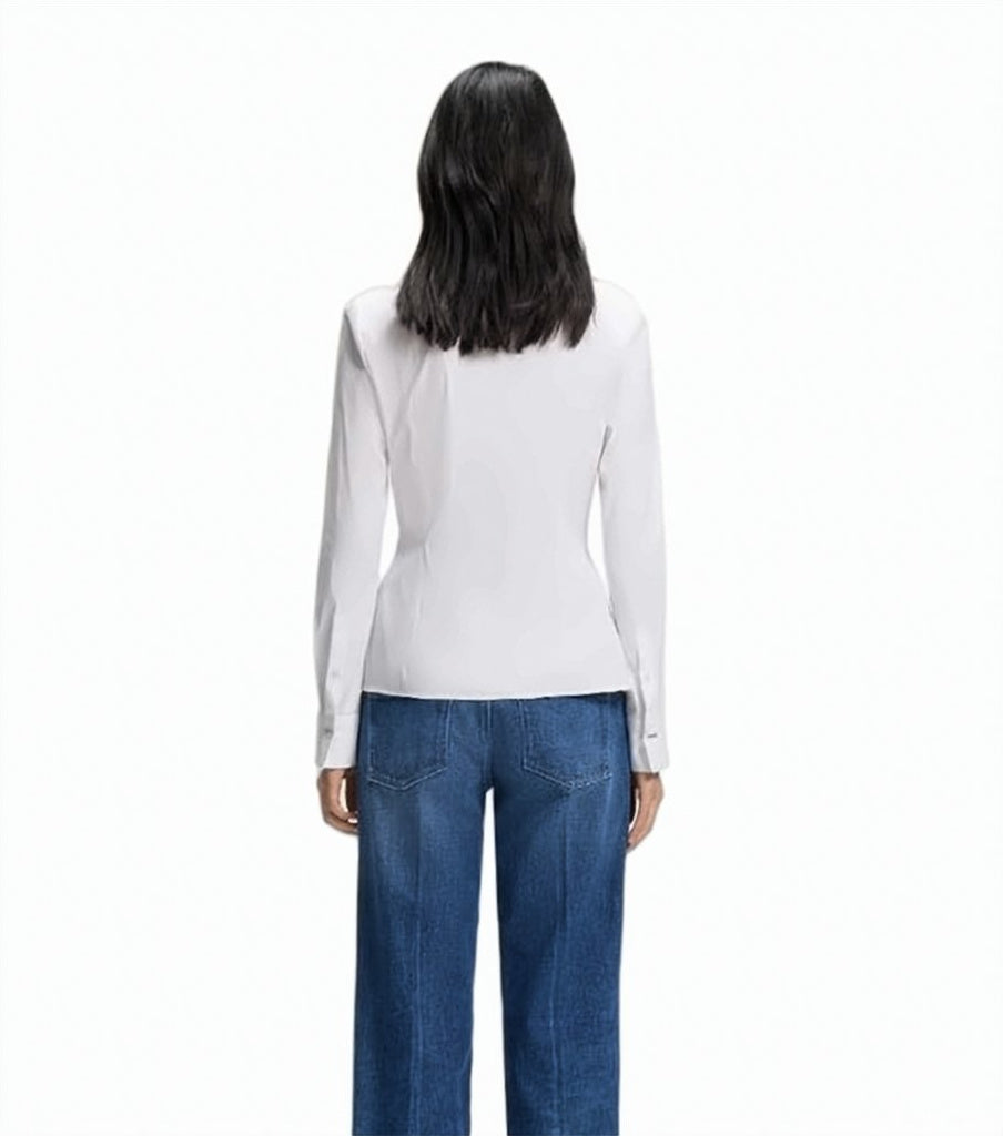 White Burbel Cotton Long Sleeve Shirt