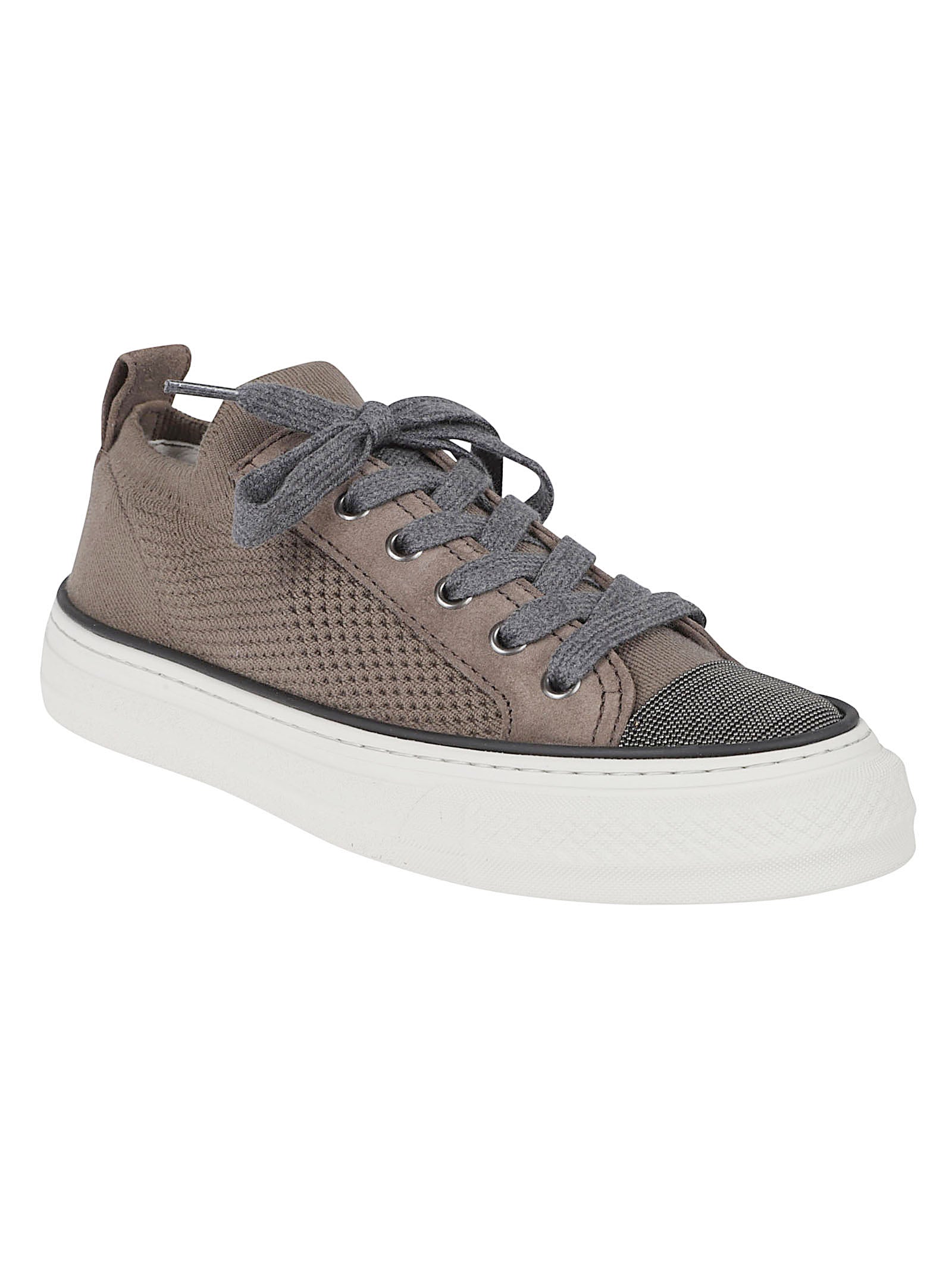 Brown Slip-On Sneakers With Textured Upper