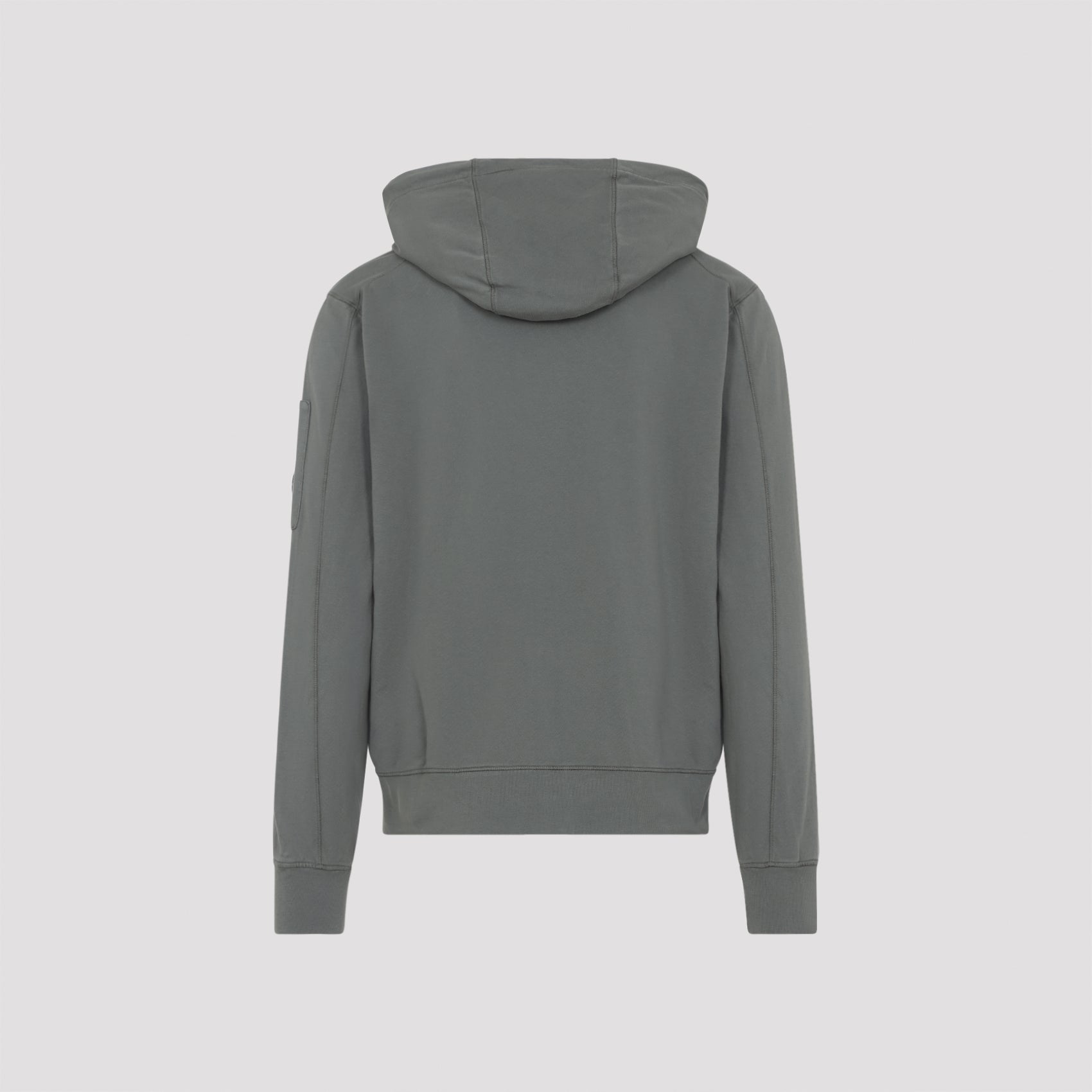 Soft Grey Cotton Sweatshirt With Adjustable Hood