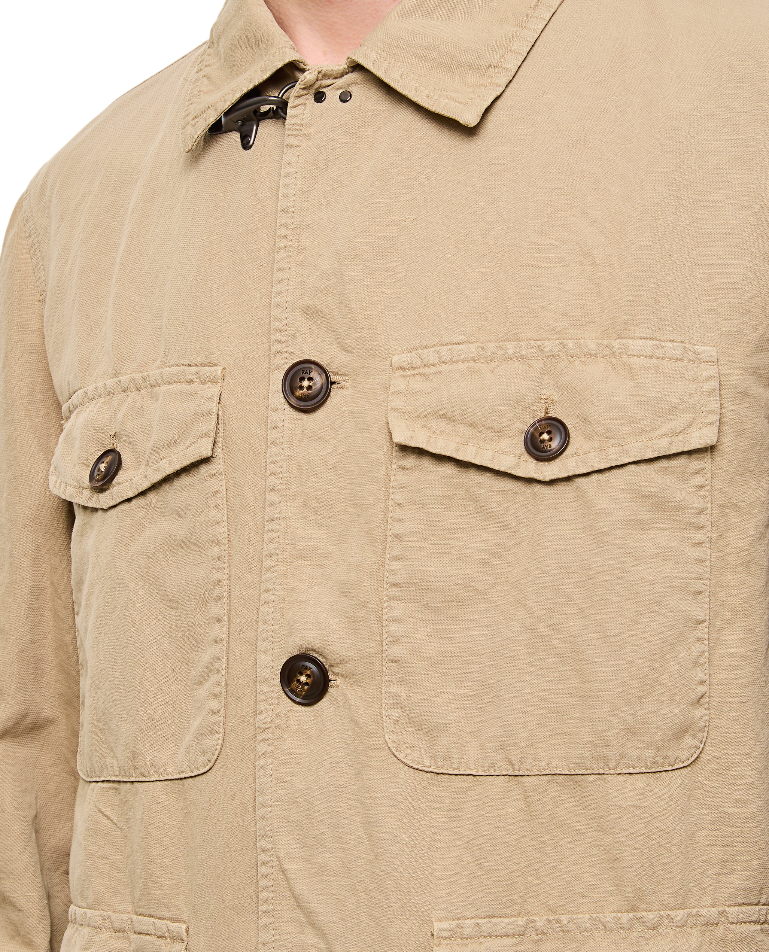 Beige Front Button Closure Fay Explorer Jacket