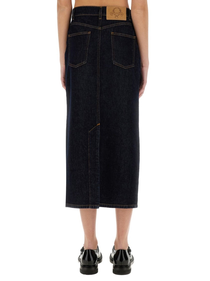 Classic High-Waisted Long Denim Skirt