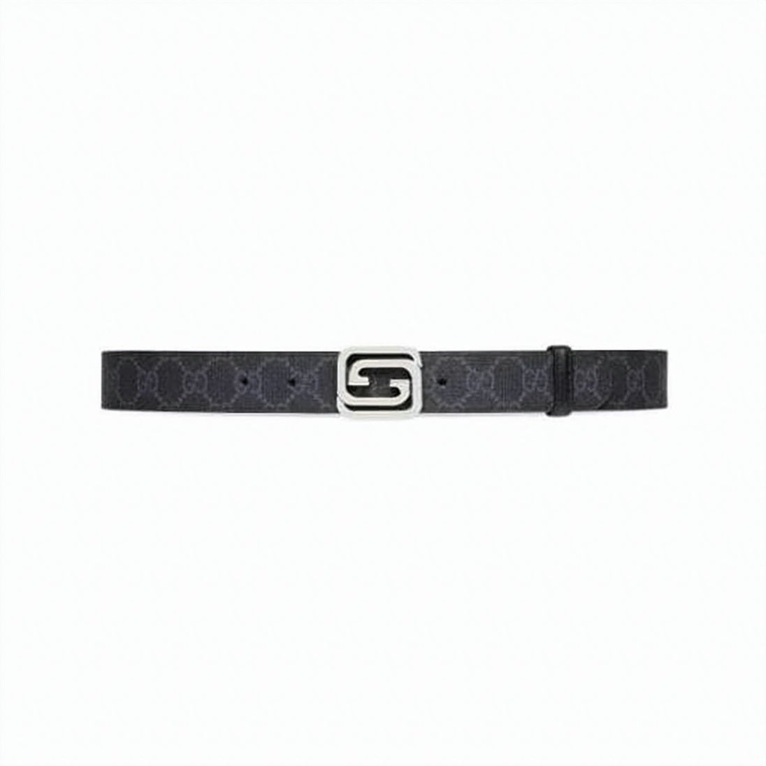 Canvas and Leather Belt with Rectangular Metallic Buckle