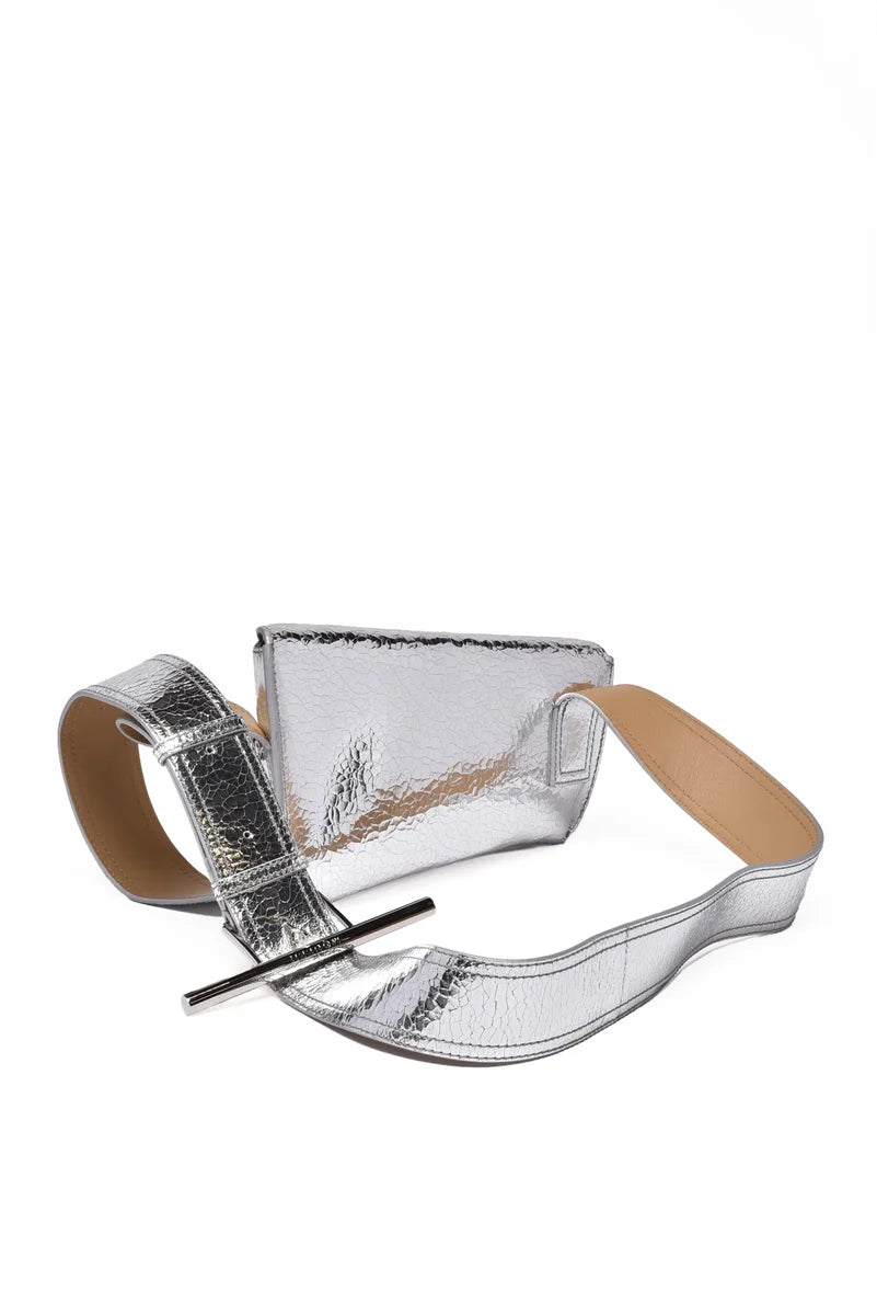 T-Bar Sling Shoulder Bag - Silver