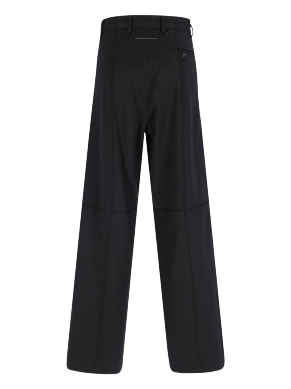 Wide-Leg Black Wool Blend Trousers