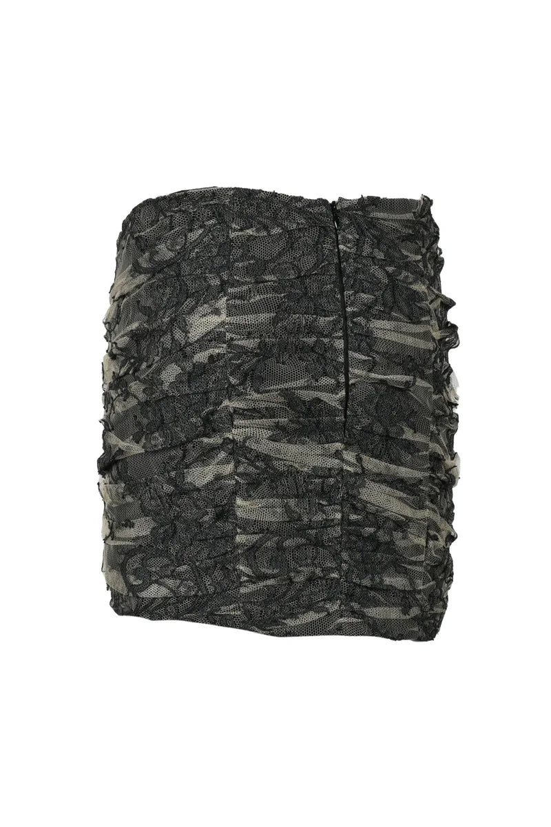 Textured Ruched Skirt with Silk
