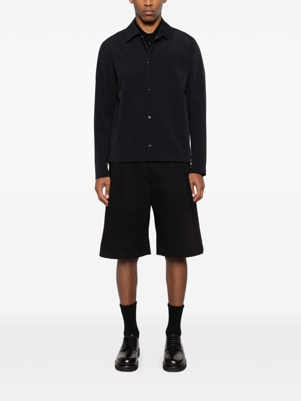 Black Button-Up Shirt with Classic Collar
