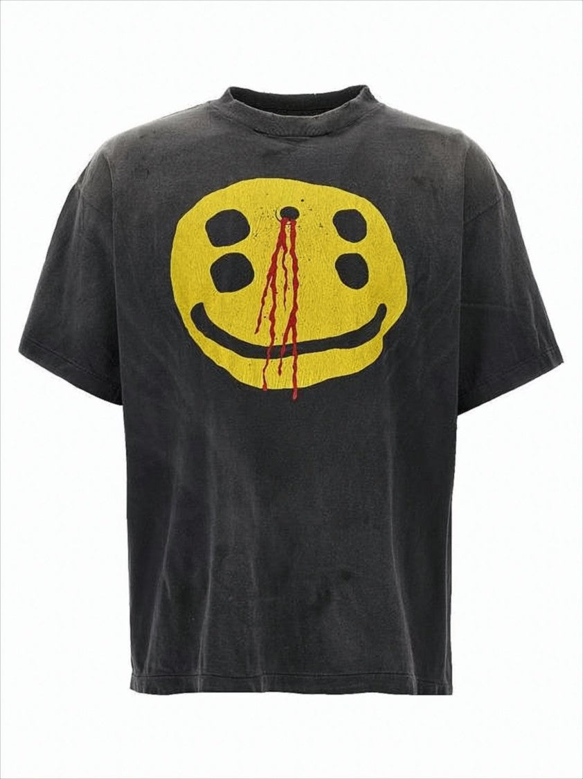 Distressed Black T-Shirt With Graphic And Boxy Fit