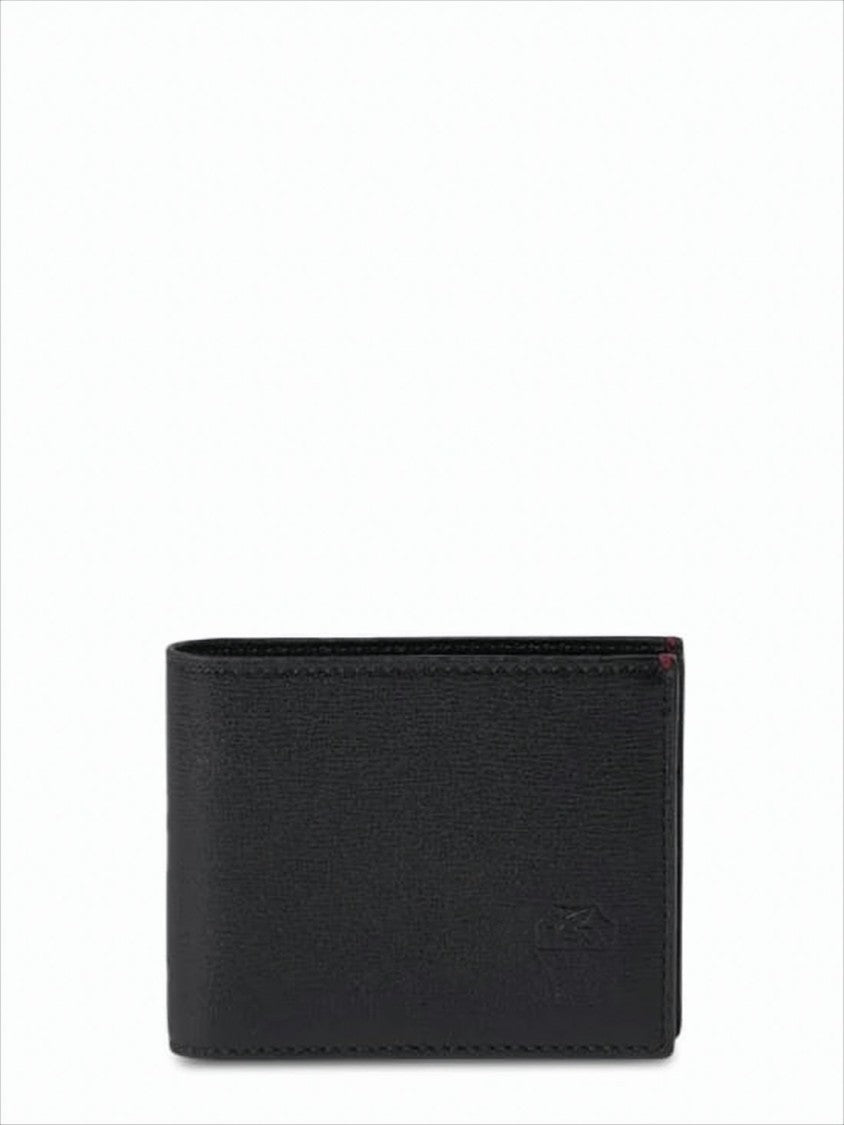 Smooth Goatskin Leather Bifold Wallet With Embossed Logo
