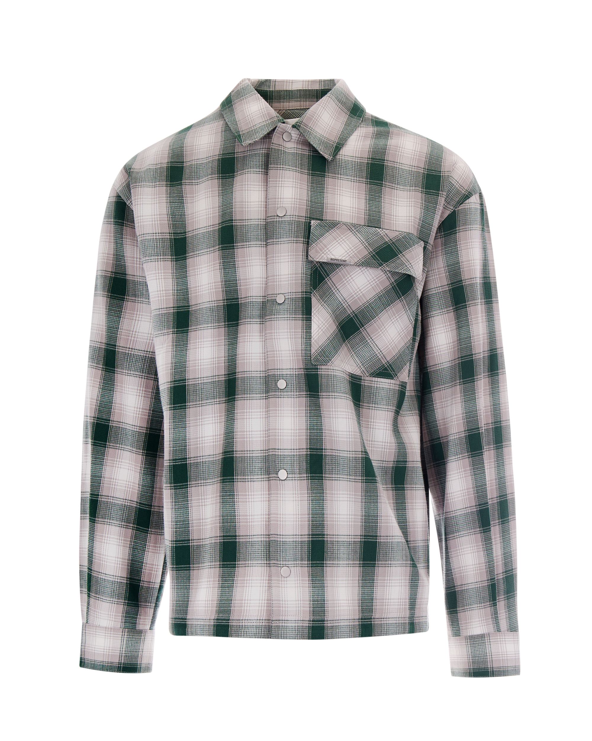Dark Green Waffle Flannel Shirt