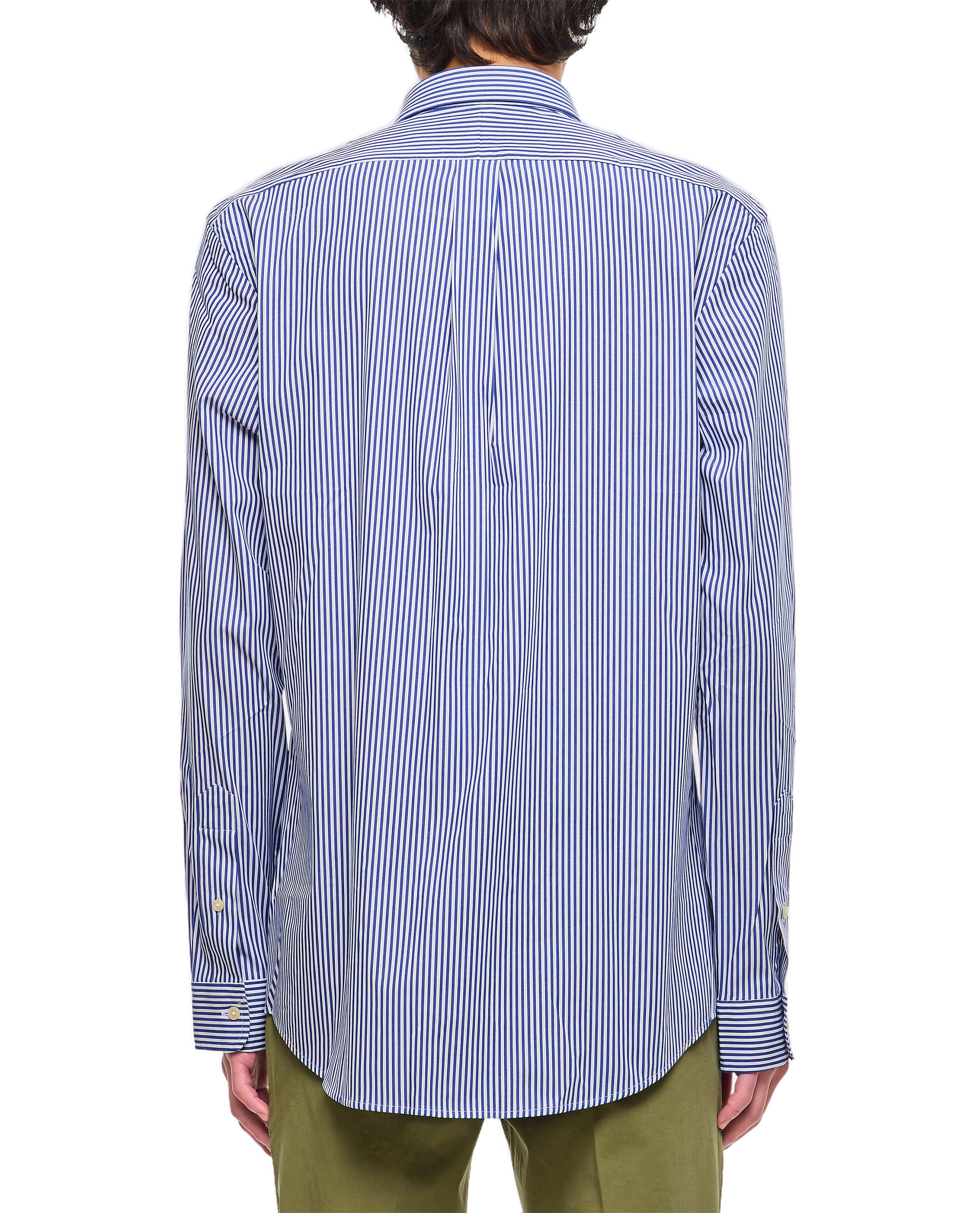 White Blue Cotton Sport Shirt