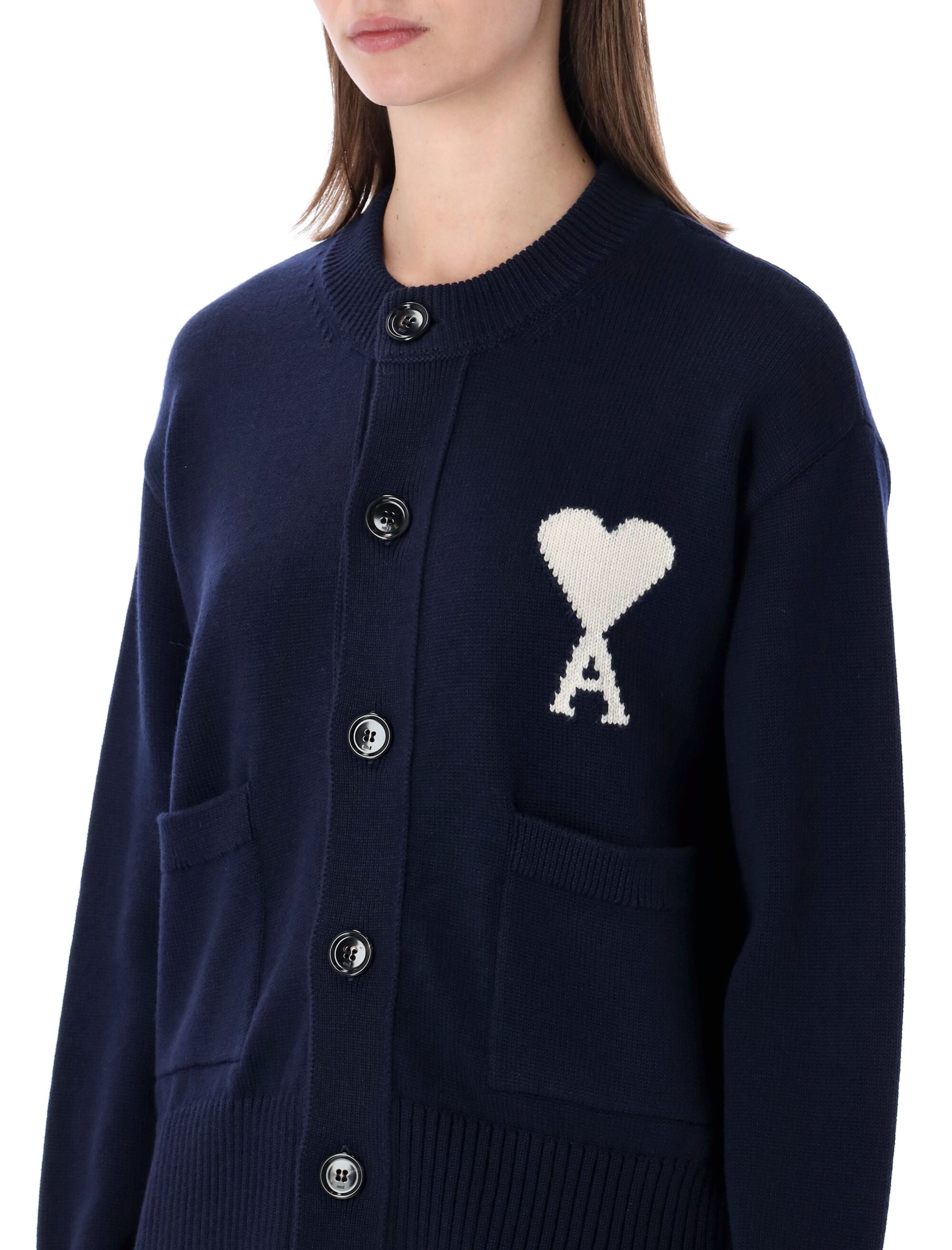Knit Cardigan With Intarsia And Button-Down Front