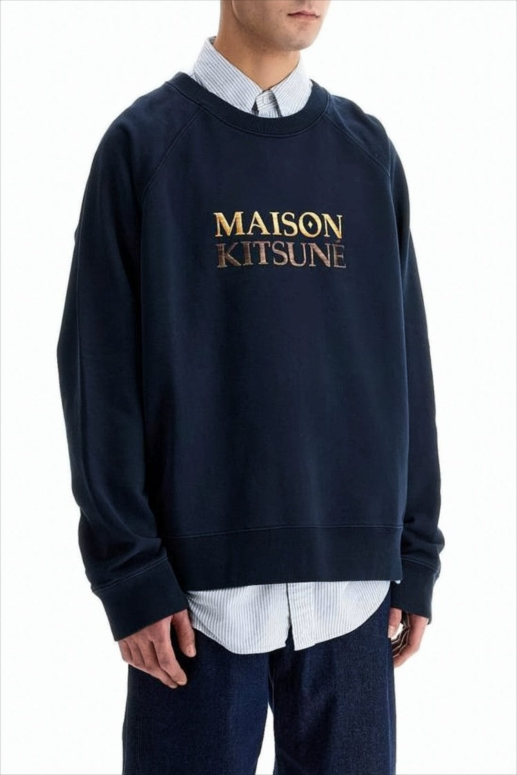 Long-Sleeve Sweatshirt With Metallic Gold Logo